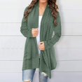thumbnail image 2 of Cardigan Sweaters For Women Solid Color European American Mid Length Coarse Knit Cardigan Polyester Spandex Blended Cardigan Outerwear Jackets 1X Green L Sweaters For Women, 2 of 6