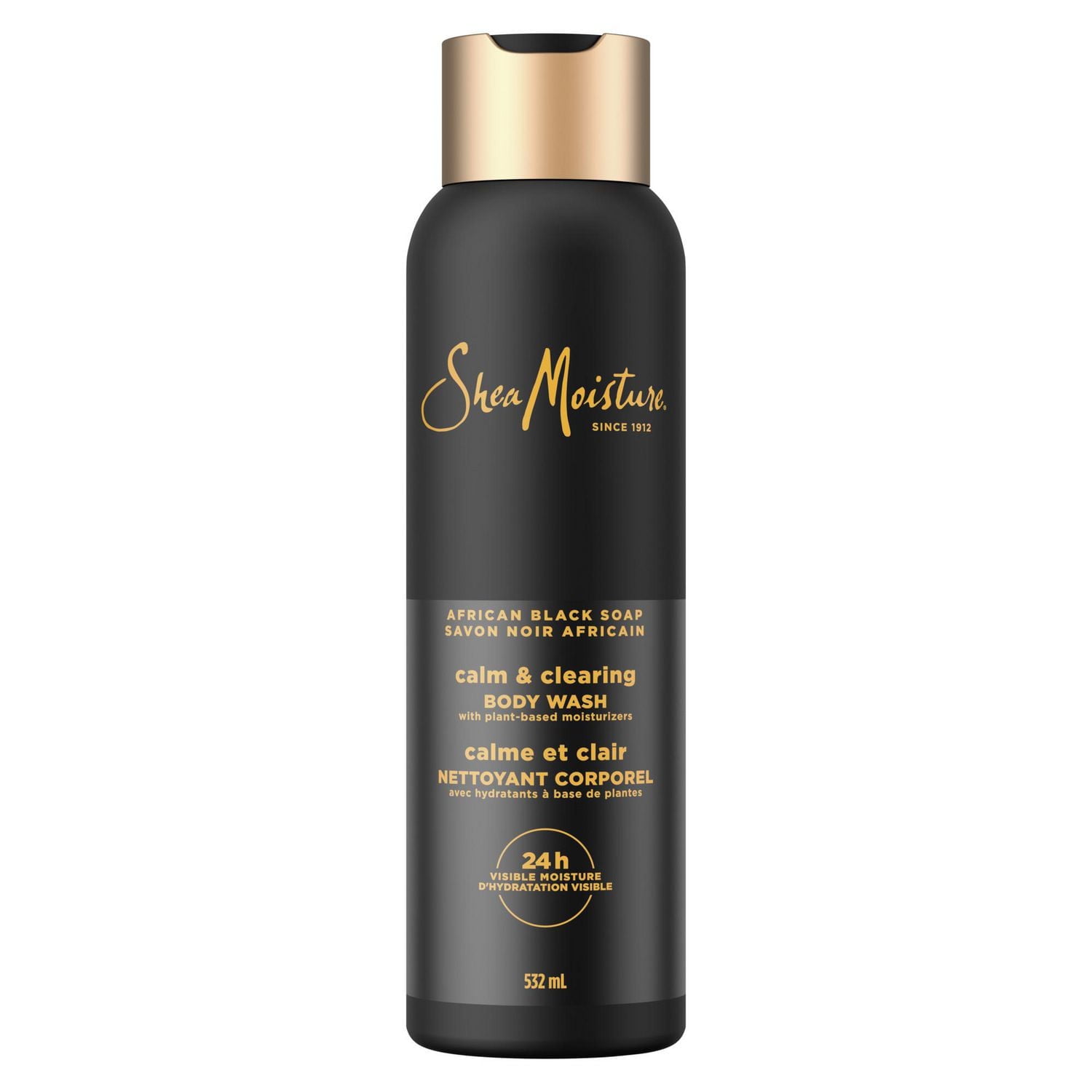SheaMoisture Nettoyant Corporel apaisant et clarifiant, au Savon Noir Africain pour une hydratation visible de 24 heures, pour une peau saine et éclatante 532mL