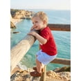 thumbnail image 5 of BemeyourBBs Toddler Baby Boy Summer Clothes Fathers Day Outfit I Love Dad Letter Heart Embroidered Crew Neck Short Sleeve T Shirt Tops and Plaid Shorts Set Toddler Boys Summer Outfits, 5 of 9