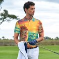 thumbnail image 3 of Honeii Island Beach Guinea Pig print Polo Shirt, a classic short-sleeved, button-down golf shirt designed for menLarge, 3 of 6