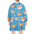 thumbnail image 2 of Cartoon Corgi Wearable Oversized Blanket,Wearable Blanket Hoodie for Adults,Cozy Hooded Blankets with Super Pockets,Super Warm Fuzzy Pullover for Women & Men, 2 of 6