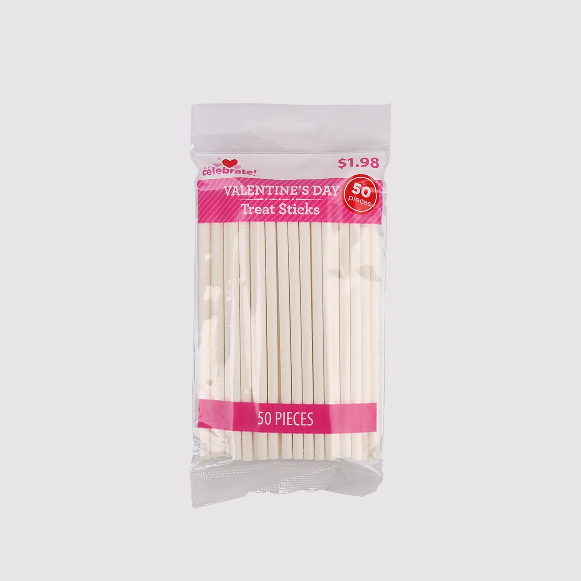 Way To Celebrate Treat Stick 50ct 4inch White Color Paper
