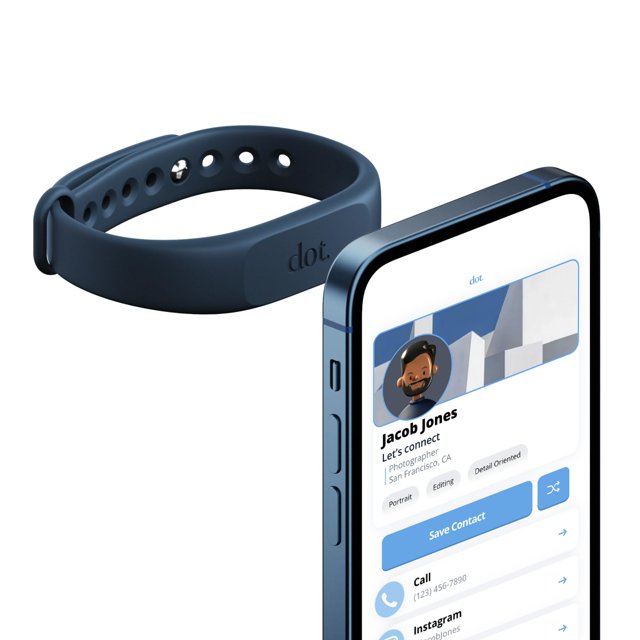 Pulsera con forma de punto. Tarjeta de presentación digital Band, NFC, iPhone y Android