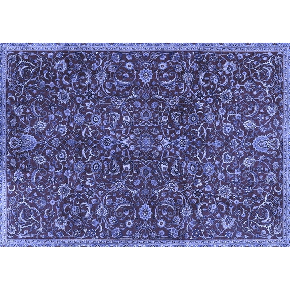 Ahgly Company Machine Washable Indoor Rectangle Persian Blue Traditional Area Rugs, 5' x 8'
