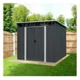 thumbnail image 5 of 8x9 Galvanized Metal Shed w/Skylight - Outdoor Storage Shed for Garden Tools, Lawn Mowers & Bikes - 29 GA Corrugated Metal, 80" Peak, Easy Assembly, 5 of 9