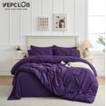 thumbnail image 5 of YEPCLUB Purple Full Size Pintuck 7-Piece Comforter Set, Pinch Pleat Bed in a Bag, All Season Down Alternative Bedding Set with Comforter, Sheets, Pillowcases & Shams, 5 of 7