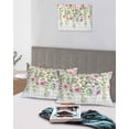 thumbnail image 4 of Colorful Flowers Queen Pillow Cases Set of 2 - Microfiber Bed Throw Pillow Covers, Spring Floral Leaves Botanical Gray Plaid Decorative Lumbar Pillow Cover with Envelope Closure for Sofa 20"x30", 4 of 6