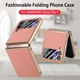 thumbnail image 2 of ELEHOLD for Samsung Galaxy Z Flip 4 Case Leather Protective Case with Tempered Glass Small Screen Protector Shockproof Anti-Scratch Phone Case for Galaxy Z Flip 4 2022, Pink, 2 of 8