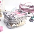 thumbnail image 2 of Transparent PVC Makeup Bag Portable Waterproof Toilet Bag Cosmetic Bag with Large Capacity Zipper[HK] Single Layer Silver, 2 of 4