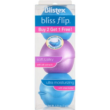 Blistex Bliss Flip Soft & Silky and Ultra Moisturizing Lip Balms, 0.25 oz, 3 (Best Moisturizing Lip Balm For Dry Lips)