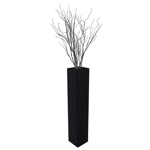 Uniquewise QI004183.S Vase Rectangulaire en Bois Moderne 30 x 7 Po. Dia., Noir