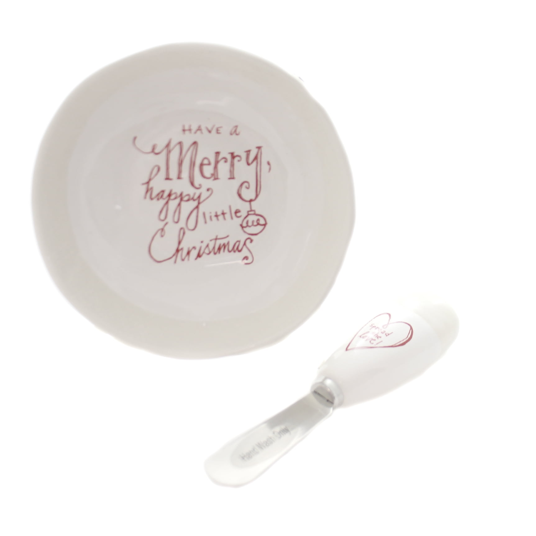 Tabletop CHRISTMAS DIP BOWL & SPREADER Ceramic Poetic Threads