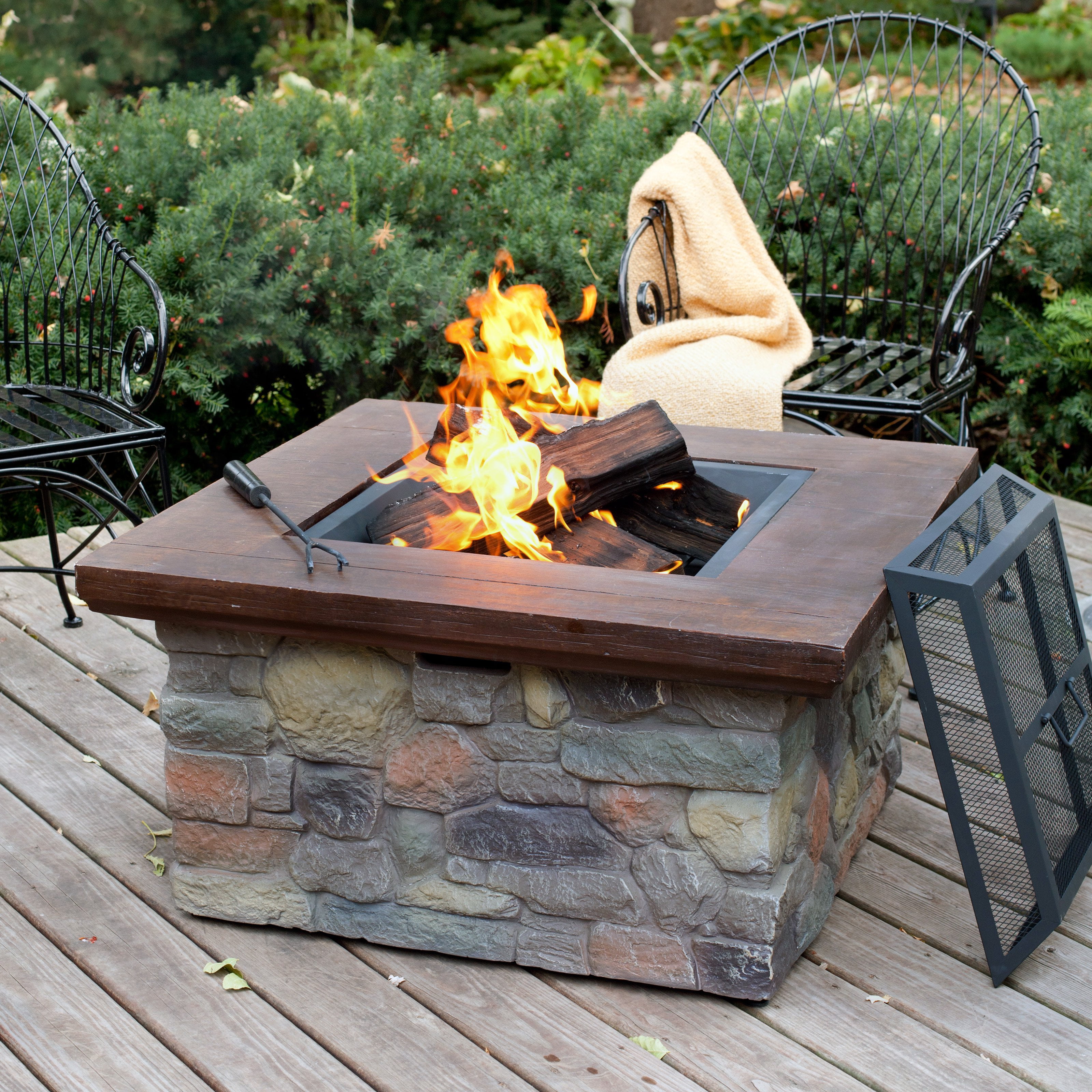 Red Ember Sheridan 35 In Square Wood Burning Fire Pit Table