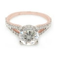 thumbnail image 3 of 2 Carat Center 8MM Round Cut Lab Created Moissanite Diamond Split Shank Solitaire Engagement Ring For Women In 14K Solid Rose Gold (G-H Color, VVS1 Clarity, 2 Cttw)-4, 3 of 7