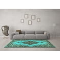 thumbnail image 3 of Ahgly Company Indoor Rectangle Medallion Turquoise Blue Traditional Area Rugs, 4' x 6', 3 of 4