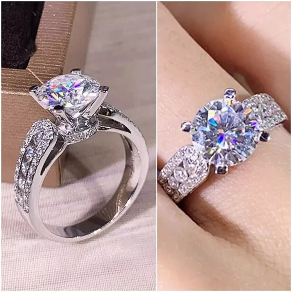 2.00Ct Round Cut -Simulated Diamond Women Engagement Band Ring 14K White Gold Plated Silver For Her