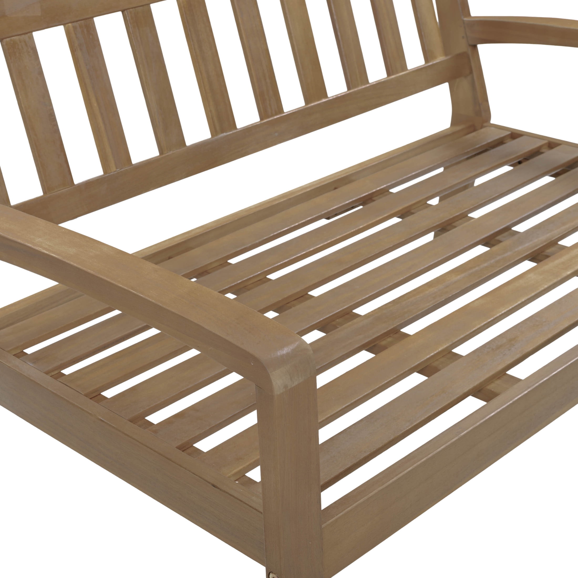 Christopher Knight Home Outdoor Acacia Wood Loveseat and Coffee Table Set with Cushions, Gray+Beige