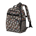 thumbnail image 2 of Black Colorful Skull Flower Pattern Backpack for School,Cute School Bag,Schoolbag with Adjustable Shoulder Straps & Padded Back,15.25"x11.5"x5.25", 2 of 5