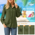 thumbnail image 6 of FEN AI Women Button Casual Loose Tops Collared Long Sleeve Solid Color Shirts Summer Fall Outfits with Pockets Army Green, 6 of 10