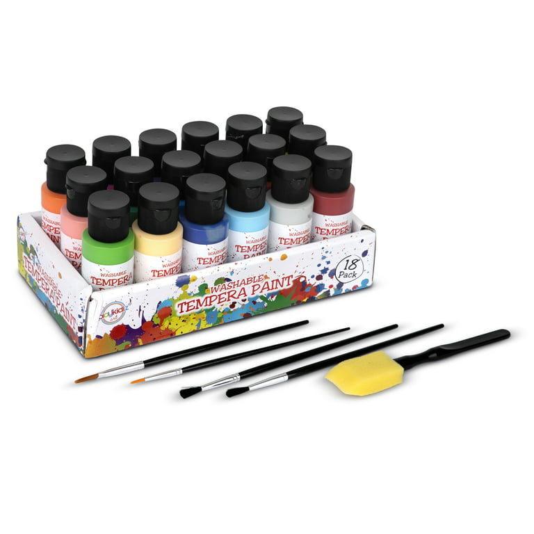 Playkidiz Washable Tempera Paints Set for Children, 18 Paint Bottles, Kids  Non-Toxic Washable Acrylic Paint, Kid Friendly, Kid Safe Paint Set