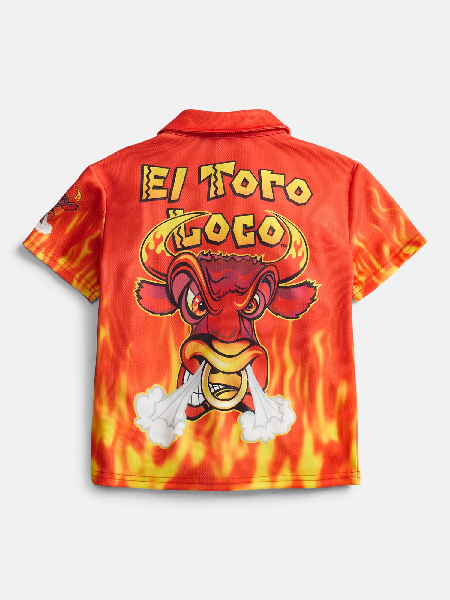 Monster Jam El Toro Loco Toddler Boys Button Shirt with Short Sleeves, Sizes 12M-5T