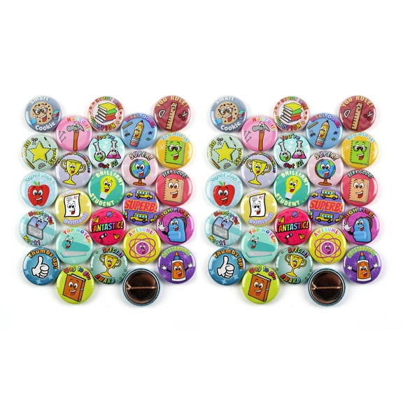 K-12 Cool for School - Education and Scholastic Motivational Student Achievement Reward - Pinback Button Badges - 1 Inch Round - 50 Pack