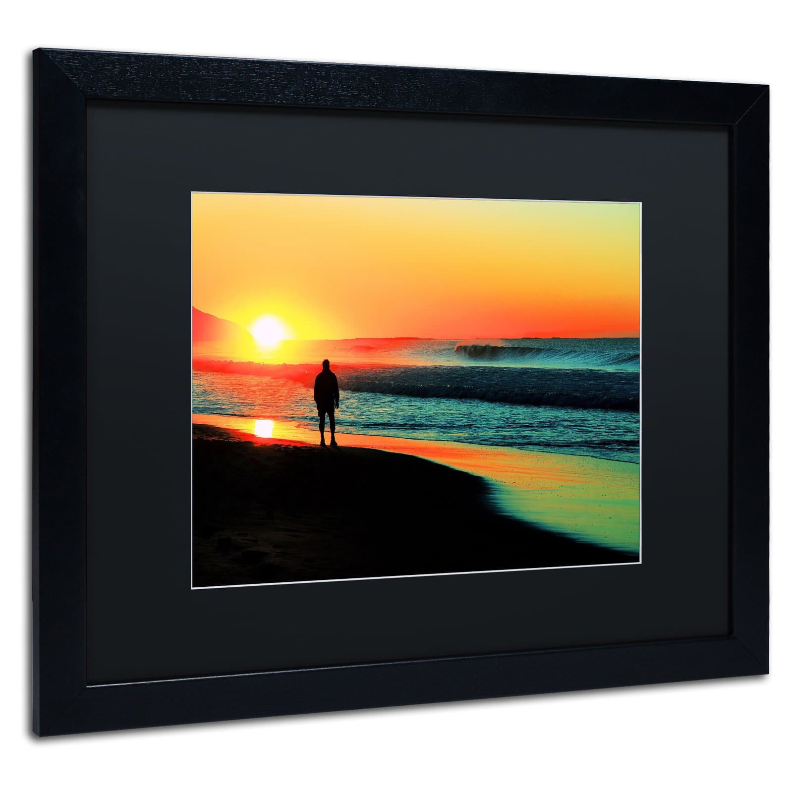 Trademark Fine Art "Sunrise Walking" Canvas Art by Beata Czyzowska Young, White Matte, Black Frame