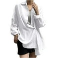 thumbnail image 2 of Njoeus Cute Tops for Women, Women's Casual Elegant Long Sleeve Plain T-Shirt Button Up Loose Tunic Tee Tops Spring Spring Clothes for Women Plus Size S-5XL, 2 of 7