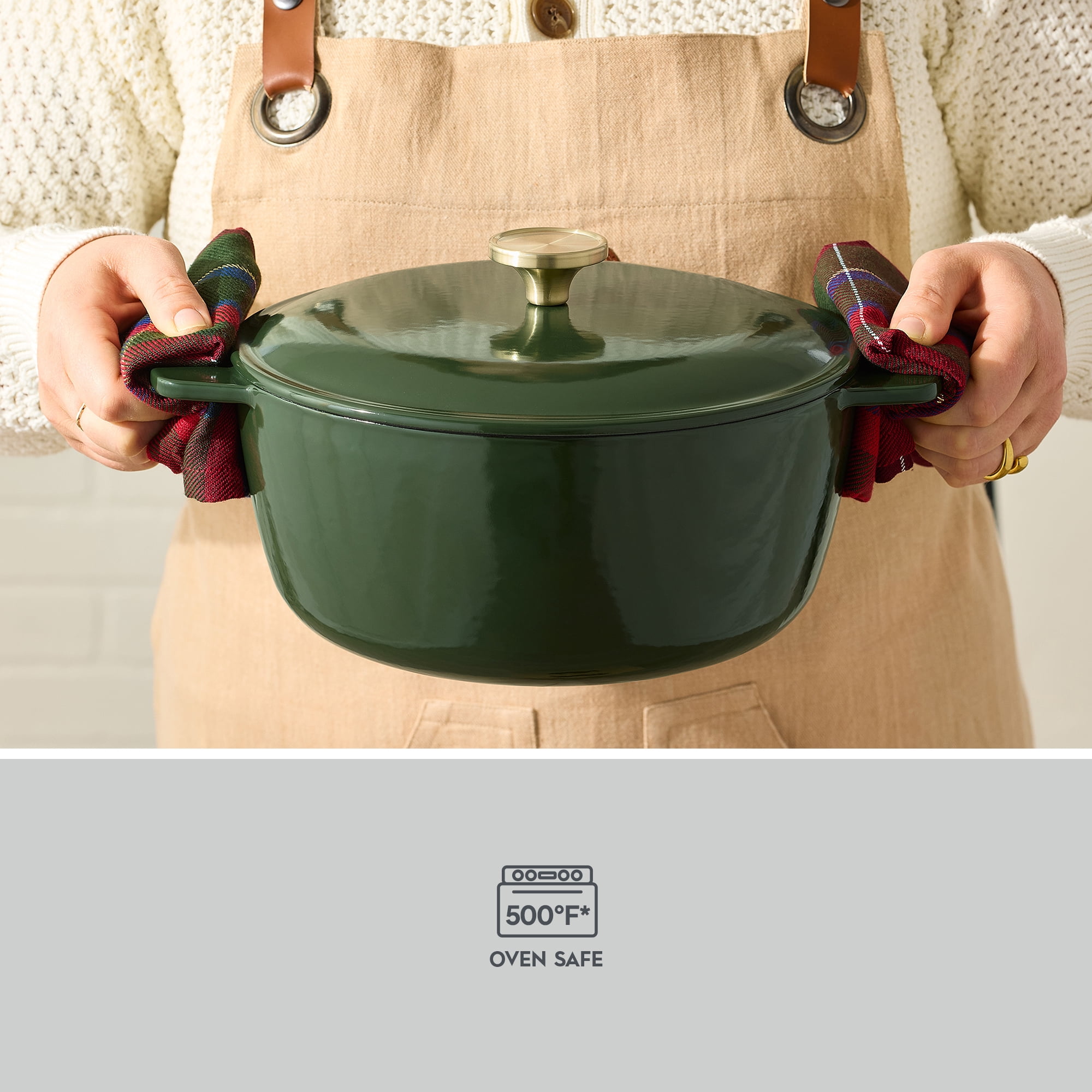 Better Homes & Gardens Green Enameled Cast Iron Dutch Oven with Lid, 5 Quart