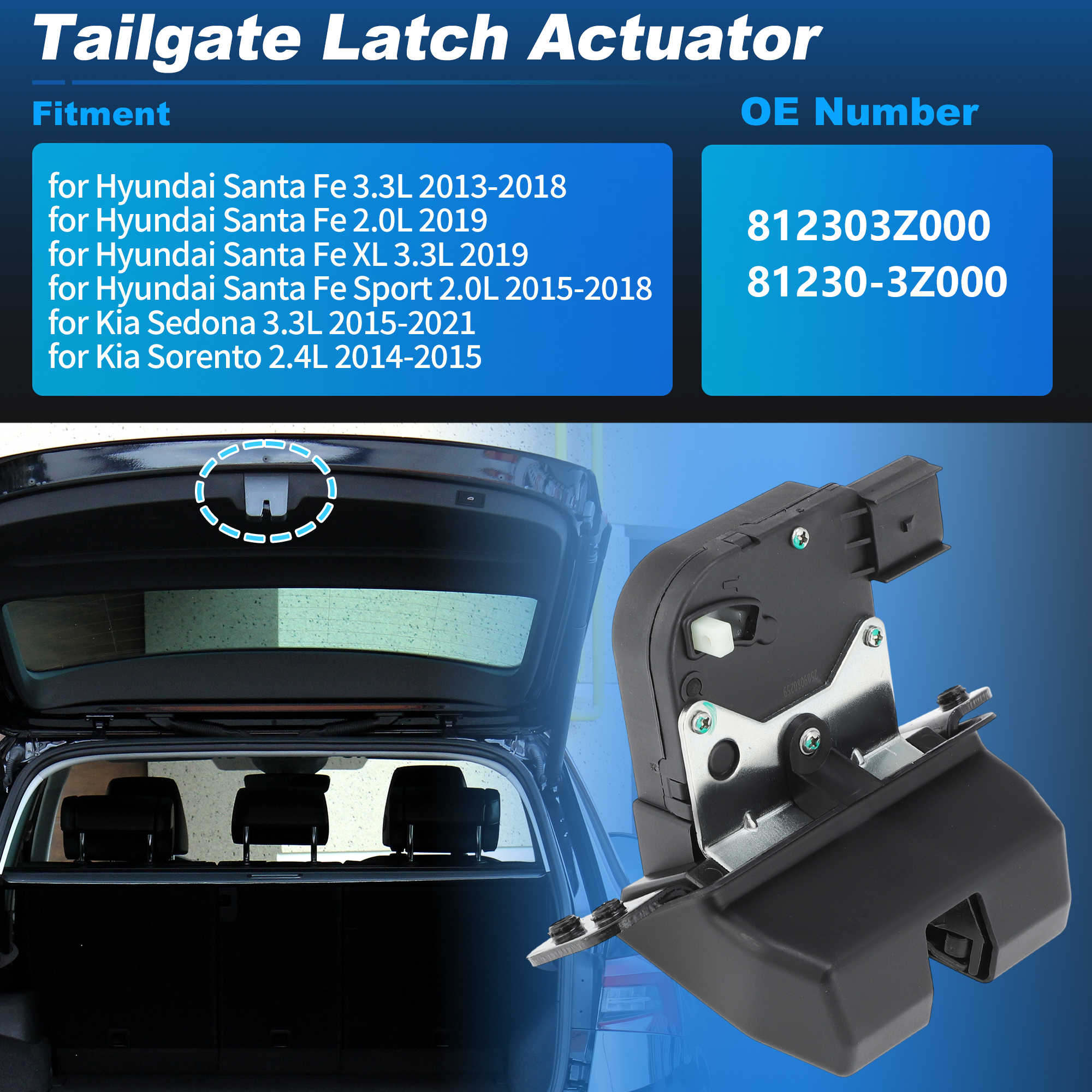 Unique Bargains Trunk Actuator for Hyundai Santa Fe 2013-2019 for Kia Sedona 2015-2021