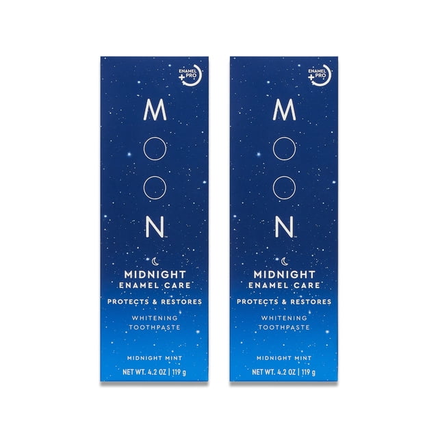 Pasta de dientes MOON Teeth Whitening sin flúor Midnight Mint, paquete de 2