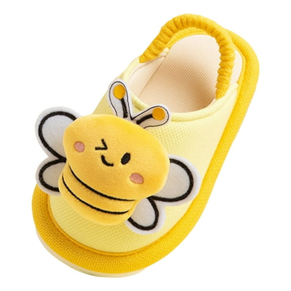 Gubotare Baby Slippers Toddler Slippers Boys Girls Winter Warm Shoes Soft-Soled Plush-Lined Slip-on Kids Winter Footwear Wide House Shoes Size 6.5 (Yellow,Toddler 6.5)