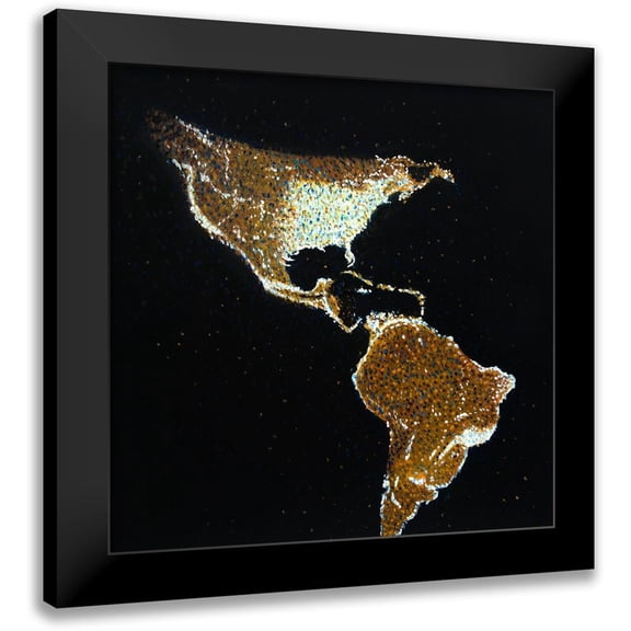 Atelier B Art Studio 12x12 Black Modern Framed Museum Art Print Titled - AMERICAN CONTINENT AT NIGHT