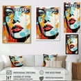thumbnail image 4 of Designart "Pop Art Woman Portrait In Blue And Orange III" Modern Floater Framed Wall Decor, 4 of 7
