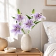 thumbnail image 6 of ZZkhGO 2 Pack Artificial Lily Flowers, Lifelike Silk Cloth Realistic Fake Lilies, No Maintenance Faux Flower Arrangement for Home Wedding Party Decor, Purple, 6 of 6