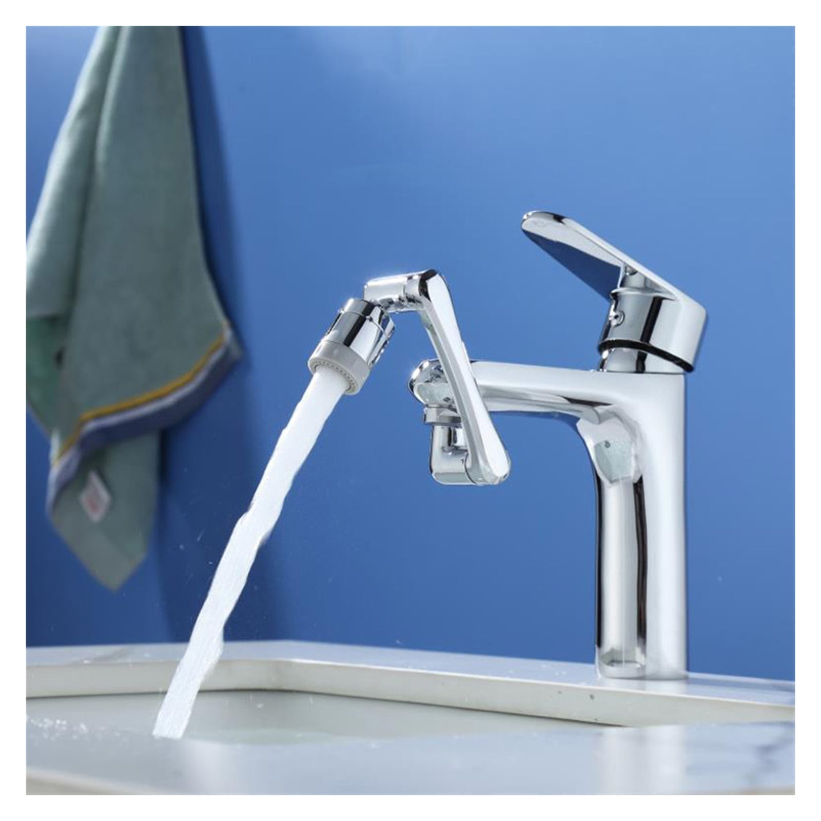 Stainless Steel Universal 1080 °Swivel Robotic Arm Swivel Extension Faucet Aerator Kitchen Sink Faucet Extender 2Water Flow Mode ,Easy to Install