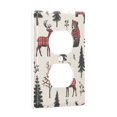 thumbnail image 2 of Yayeee Duplex Wall Plate 1-Gang 4.5"x2.7" Home Receptacle Light Switch Decorative Outlet Cover, Beige Christmas Plaid, 2 of 7