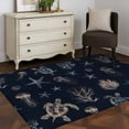 thumbnail image 4 of Navy Blue Coastal Area Rug 3x5 FT, Non Slip Entryway Bedside Carpet, Nautical Summer Beach Sea Turtle Starfish Washable Soft Floor Carpet Indoor Mat Throw Rug for Dorm Kitchen Home Office, 4 of 9