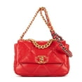 thumbnail image 1 of Pre-Owned Chanel Red Classic 19 Flap Handbag Lambskin Quilted Leather, 1 of 10