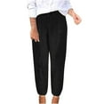 thumbnail image 1 of FNFYFH Clearance Comfortable Ladies Linen Trousers Loose Fit Elastic Waist Solid Color, 1 of 5