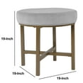 thumbnail image 5 of Benzara BM196059 Round Shape Metal Framed Ottoman with Velvet Upholstered Seat, Grey & Brown, 5 of 5