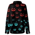 thumbnail image 4 of Women's Halloween Pumpkin Print Button Down Shirt, Long Sleeve Casual Blouse, Festive Holiday Tops for Party and Daily Wear, 4 of 5