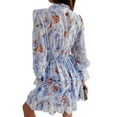 thumbnail image 3 of SAYOO  Long Sleeve Deep V-Neck Dresses for Women, Long Sleeve Flower Pattern Ruched Waist One-Piece Dress, 3 of 8