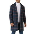 thumbnail image 4 of INSPIRE CHIC Plaid Trench Coat for Men's Color Block Single Breasted Winter Checked Overcoat, 4 of 5