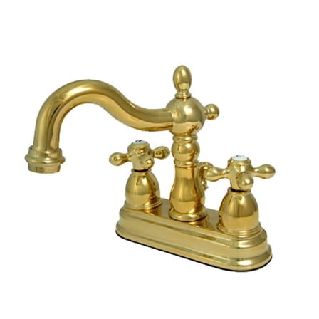 Two Handle 4 in. Centerset Lavatory Faucet with Brass Pop-up - Polished Brass