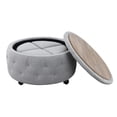 thumbnail image 3 of AC Pacific Matt Round Storage Ottoman with Reversible Tray Top, Light Grey, 3 of 5
