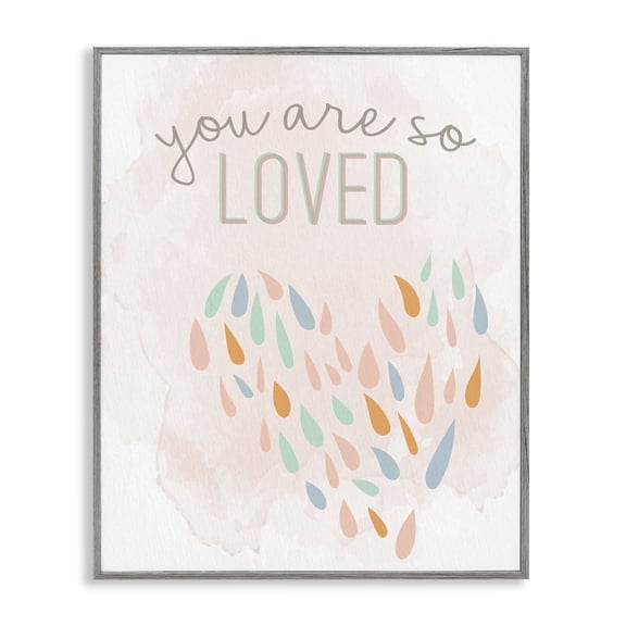 Stupell Industries Eclectic You Are So Loved Fun Heart Shape Gray Framed Giclee Art, 16 x 20, by Kim Allen