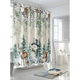 thumbnail image 3 of Sage Green Christmas Standard Shower Curtain Set, Waterproof Shower Curtains for Bathroom, Snowman Xmas Tree Snowflake Elk Rustic Washable Fabric Bath Curtain for Bathtub with Hooks 72x72 Inches, 3 of 6