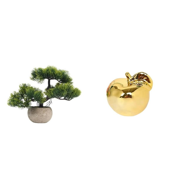 Figura Decorativa De Cerámica Con Forma De Bonsái De Vegetación Y Frutas. Adorno Vegetal Artificial. Delicada Estatua De Escritorio Para Centros De Mesa, Porches Y Oficinas.