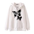thumbnail image 2 of Dark hip hop gótico Harajuku Y2k estampado de mariposa cremallera Sudadera con capucha hombres y mujeres Harajuku chaqueta sudadera, 2 of 5